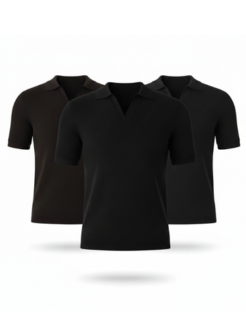 Kit Polo masculina tricot sem botão
